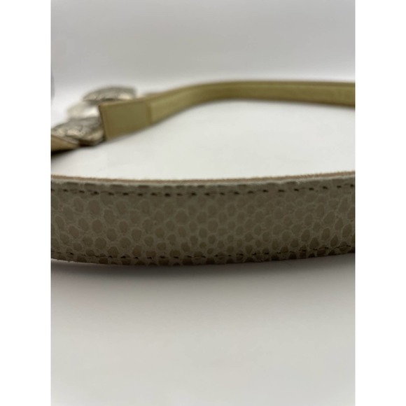 Ornate Beige Belt with Beige Buckle with Mother of Pearl Shell design
